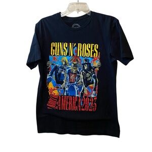 Guns N' Roses 2023 Tour T-Shirt Black Cotton Graphic Crew Neck Short Sleeve Med